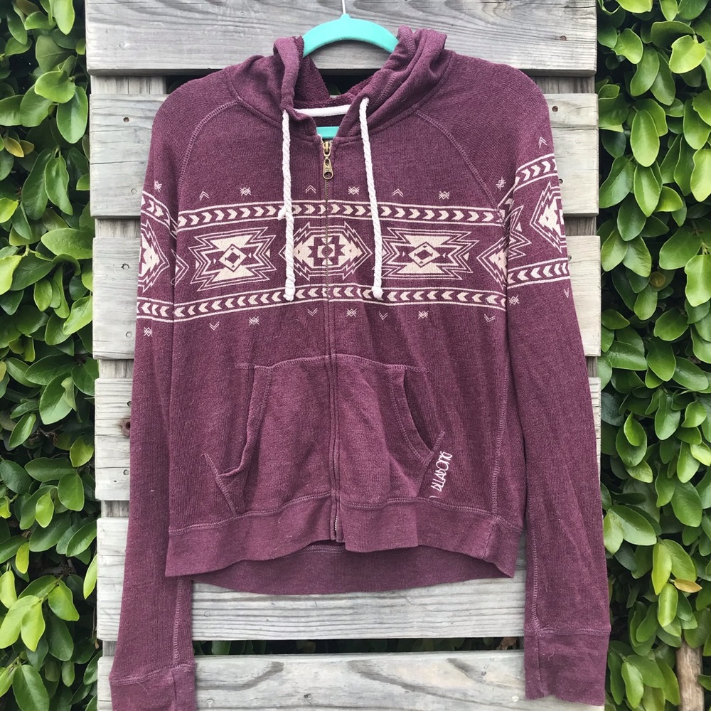 Billabong Purple and Cream Boho Hoodie Jacket